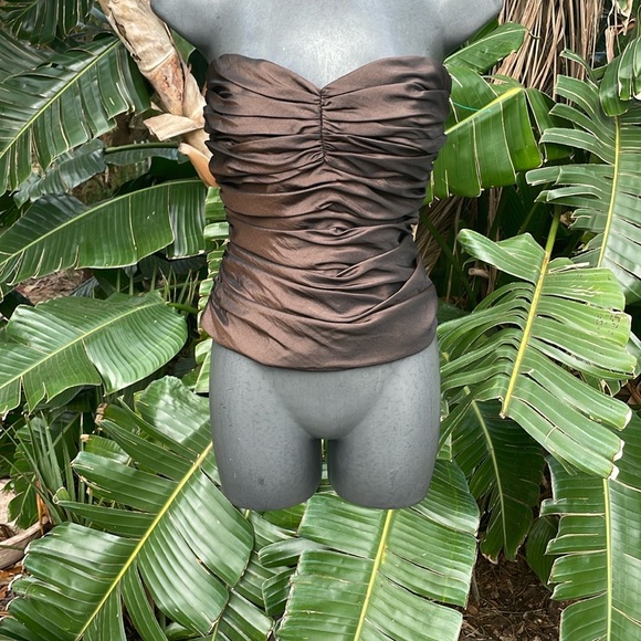 Strapless Brown Ruched strapless corset - Picture 3 of 7